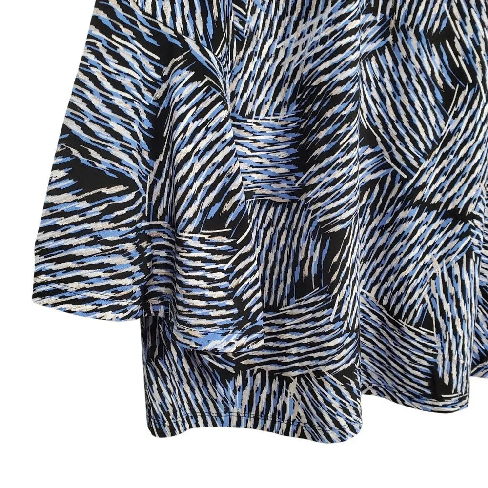 Kasper 3X Blouse Pullover Abstract Swirl Bell Sleeve Stretch Dressy Event Silver - Picture 6 of 13